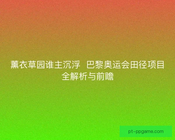 薰衣草园谁主沉浮  巴黎奥运会田径项目全解析与前瞻